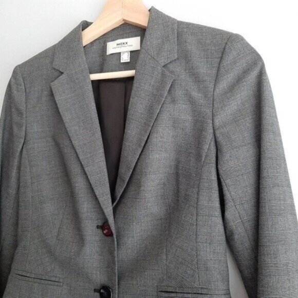 MEXX Metropolitan Plaid Blazer Jacket Grey Sz 4 - Picture 3 of 9